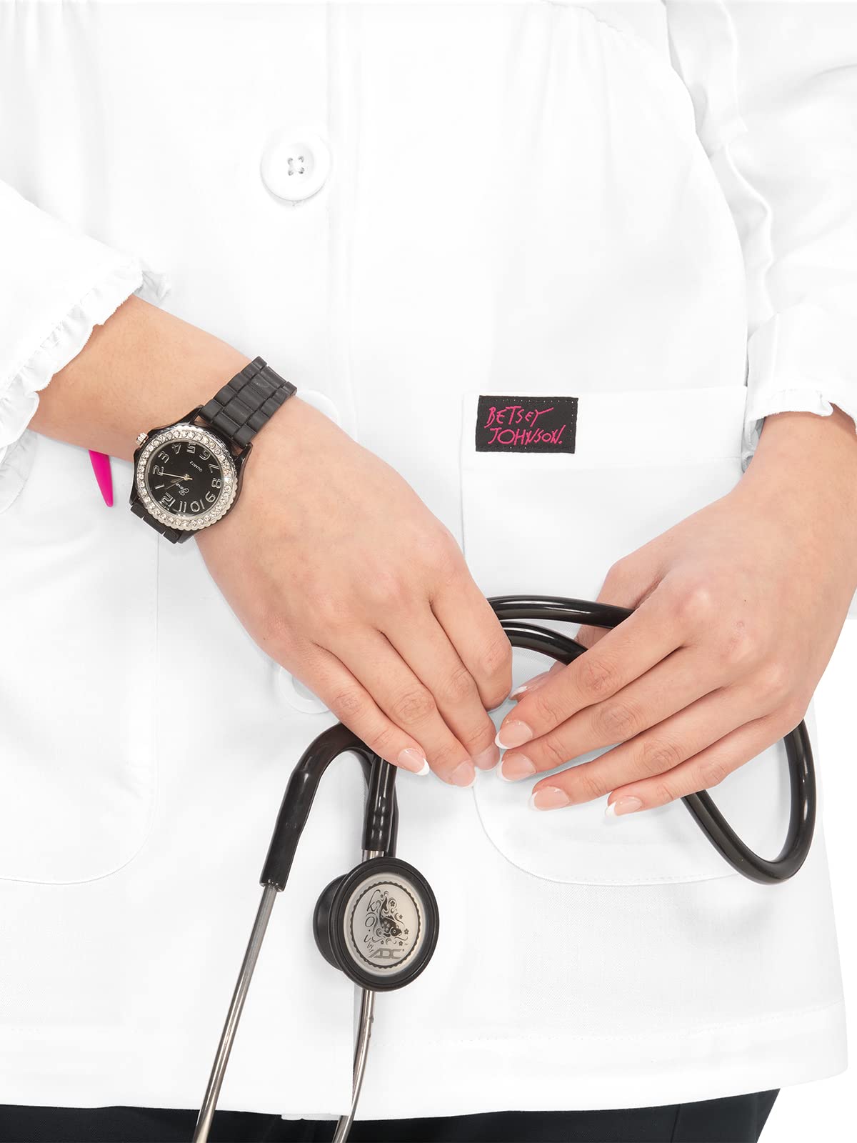 KOI Betsey Johnson B403 Women's Juniper Lab Coat White S - Image 3